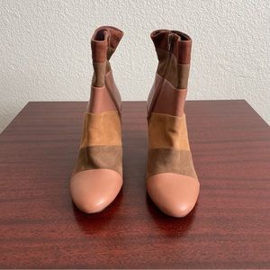 NWOT Poetic License Tan Brown Multicolor Patchwork Leather Boots